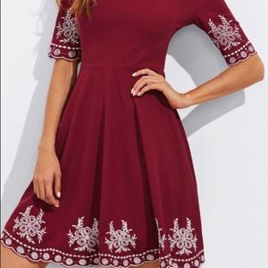 Maroon embroidered dress